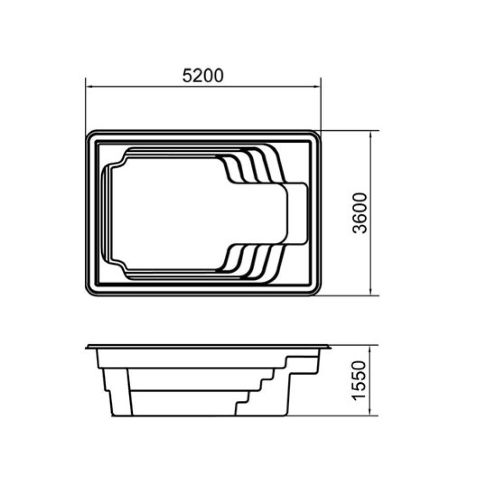 Композитный бассейн Оскар 5 Премиум 5,2x 3,6 x 1,53
