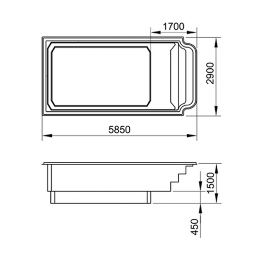 Бассейн Атлантида 6 "Премиум" 5,85 x 2,90 x 1,00/1,50
