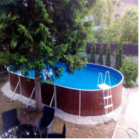 Каркасний збірний басейн Azuro 407 DL, овал, колір Wood, плівка Galaxy, 9.1 м х 4.6 х 1.2 м, 3EXB0355-G-SET