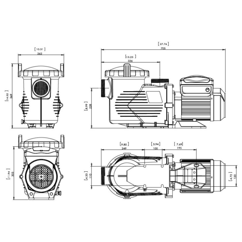 Насос Emaux EPV150 (220В, 25м3/ч, 1.5 кВт, 1.5HP) с переменной скоростью