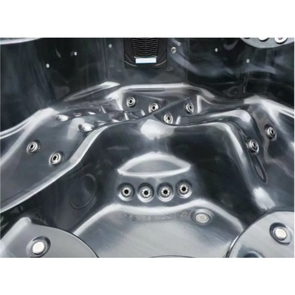 Гидромассажный СПА-бассейн Aquajoy Riviera (200х200х90 см), темный опал, с динамиками и LED-подсветкой