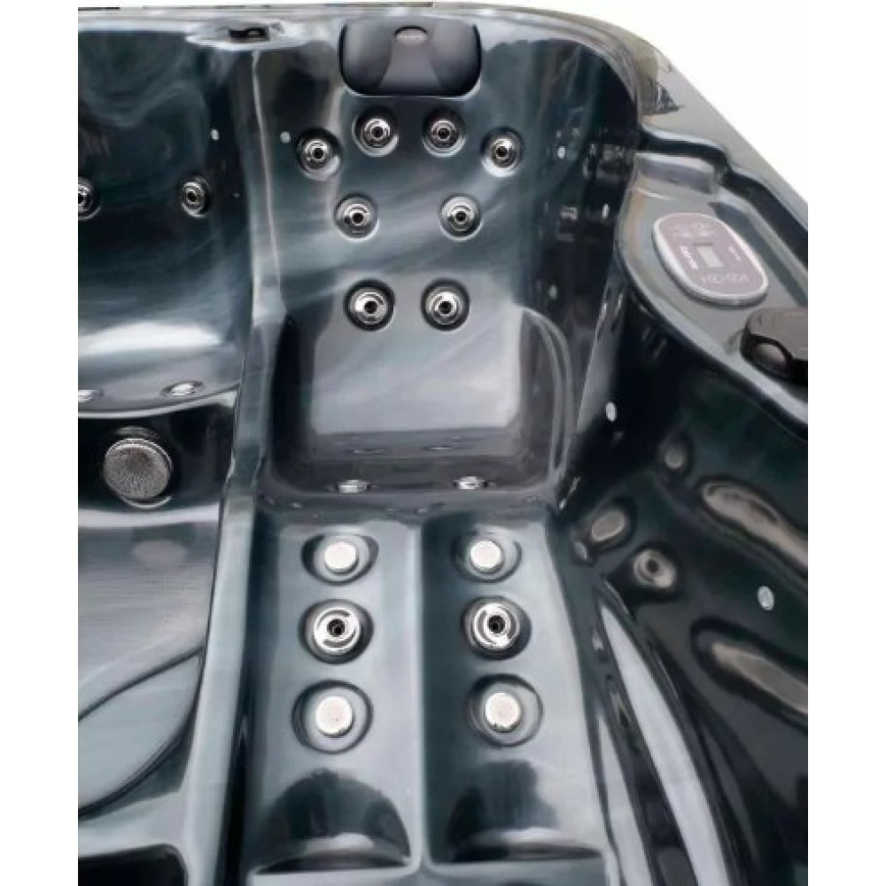 Гидромассажный СПА-бассейн Aquajoy Riviera (200х200х90 см), темный опал, с динамиками и LED-подсветкой