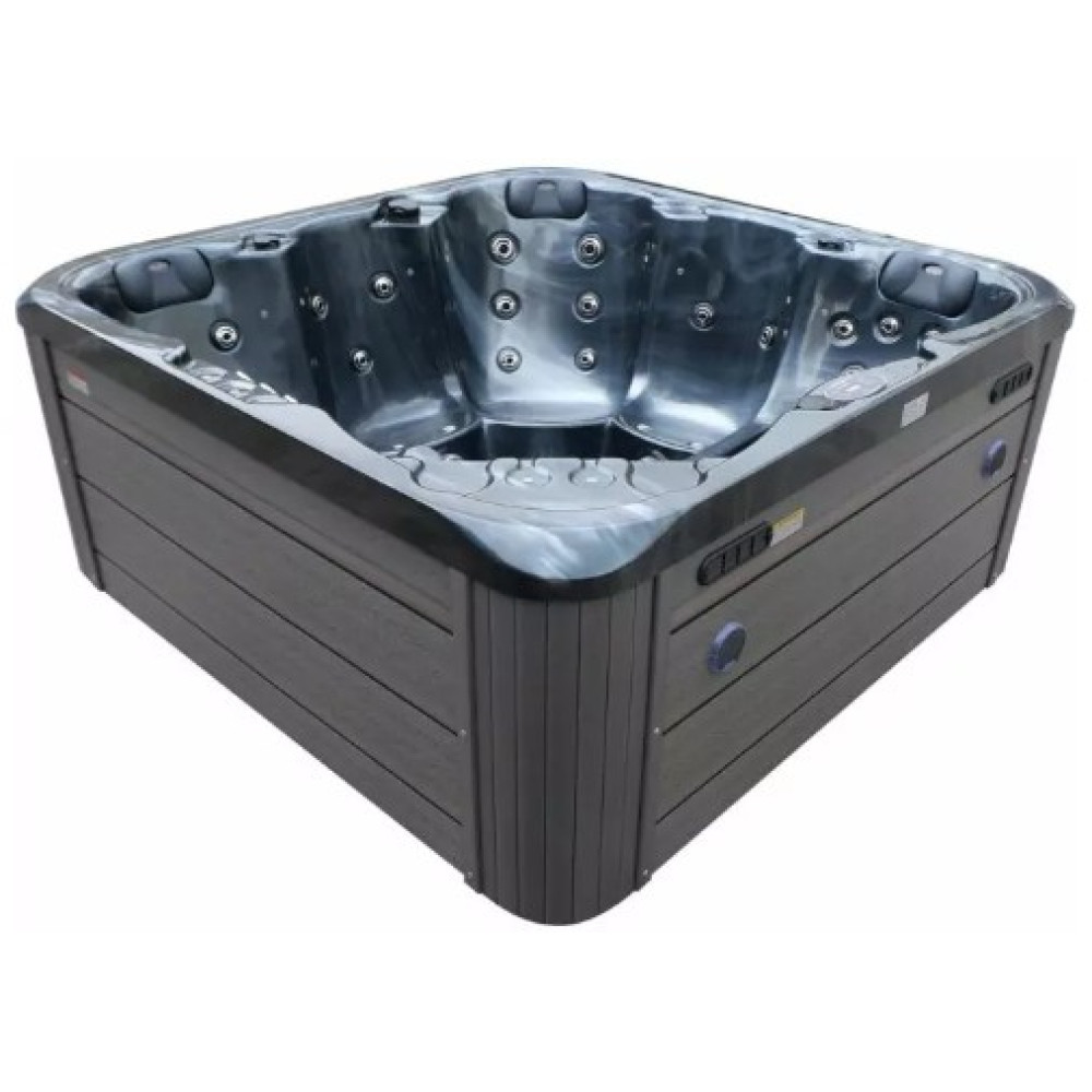 Гидромассажный СПА-бассейн Aquajoy Riviera (200х200х90 см), темный опал, с динамиками и LED-подсветкой