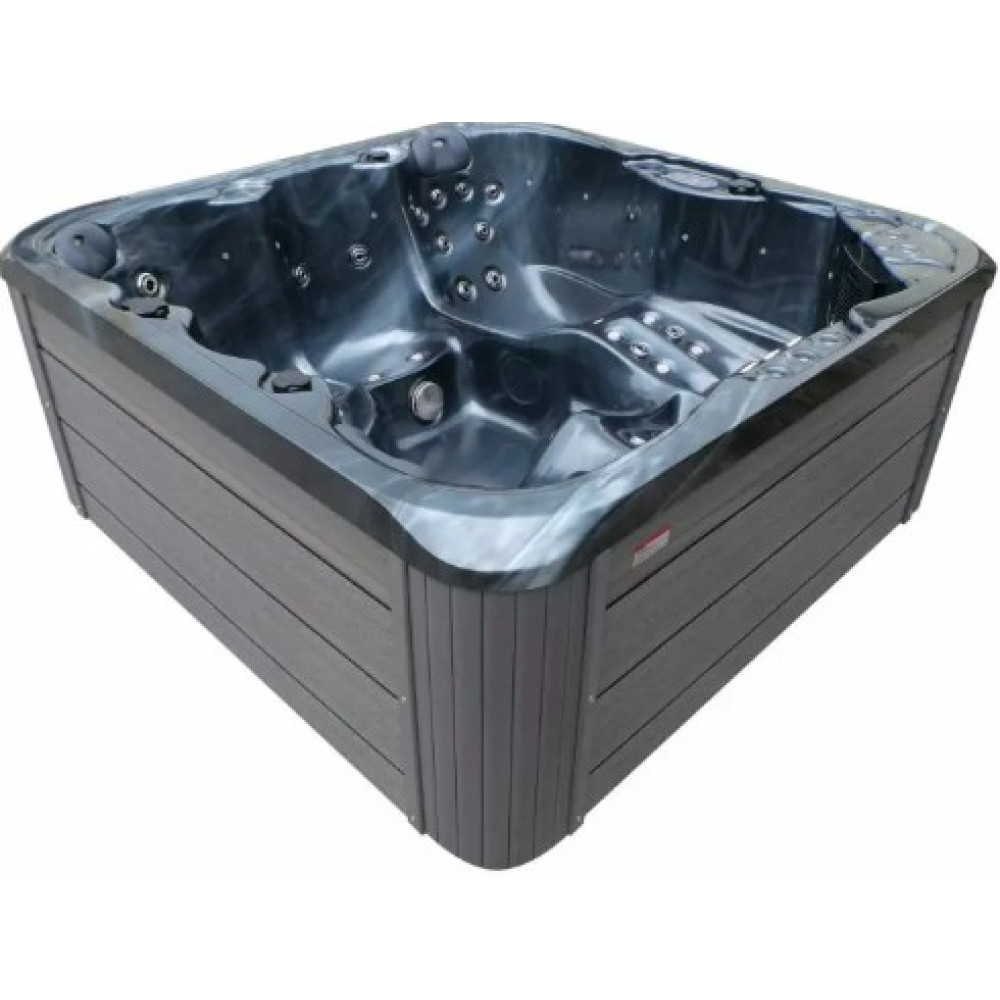 Гидромассажный СПА-бассейн Aquajoy Riviera (200х200х90 см), темный опал, с динамиками и LED-подсветкой