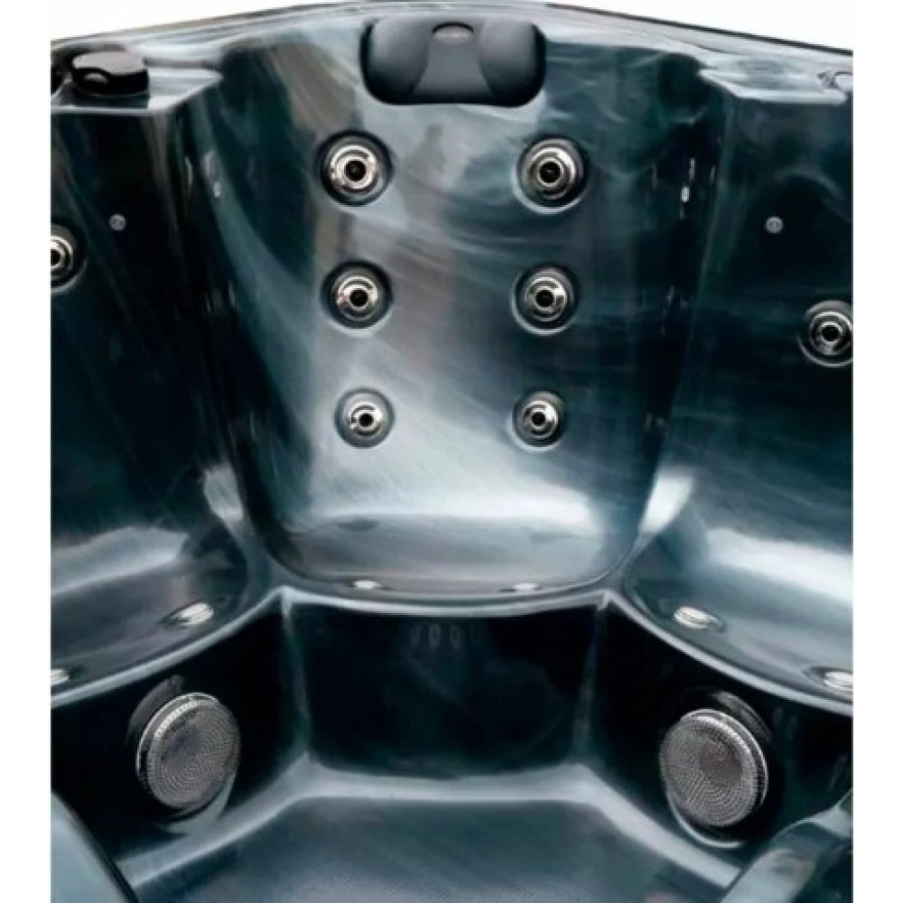 Гидромассажный СПА-бассейн Aquajoy Riviera (200х200х90 см), темный опал, с динамиками и LED-подсветкой