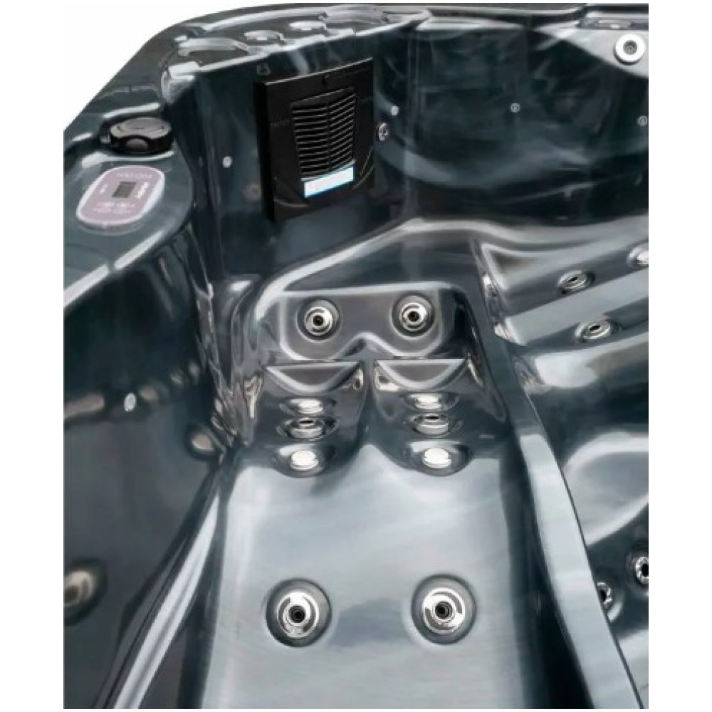 Гидромассажный СПА-бассейн Aquajoy Riviera (200х200х90 см), темный опал, с динамиками и LED-подсветкой