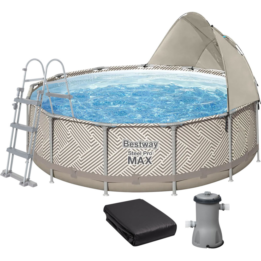 Каркасный бассейн Bestway 561FY (396х107 см) с картриджным фильтром, лестницей, тентом и навесом.