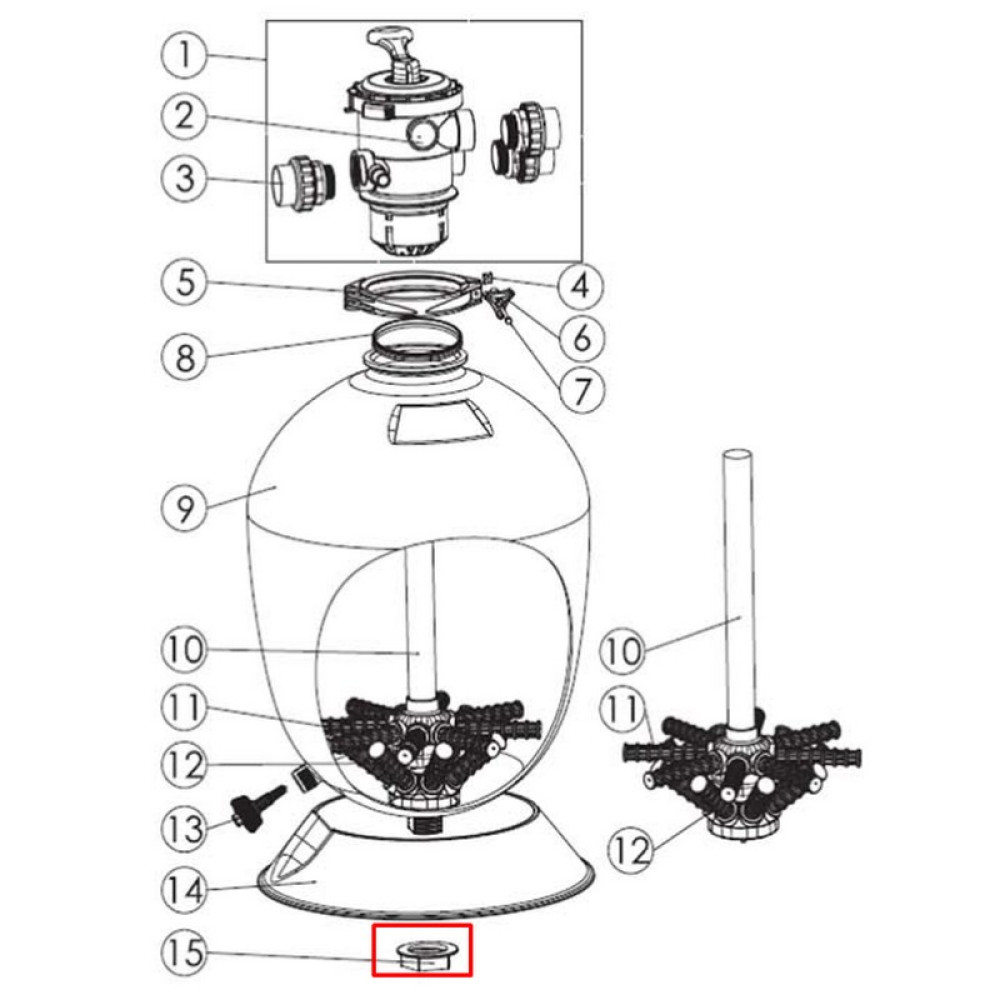 Гайка крепления подставки фильтров Emaux серии T (1018066)