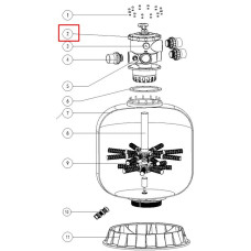 Кран шестиходовой для фильтров Emaux V900C/V1000C/V1200C (2.5'', верхнее подключение)
