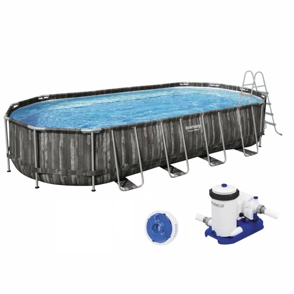 Каркасный бассейн Bestway Wood Style 5611T (732х366х122 см) с картриджным фильтром и лестницей.