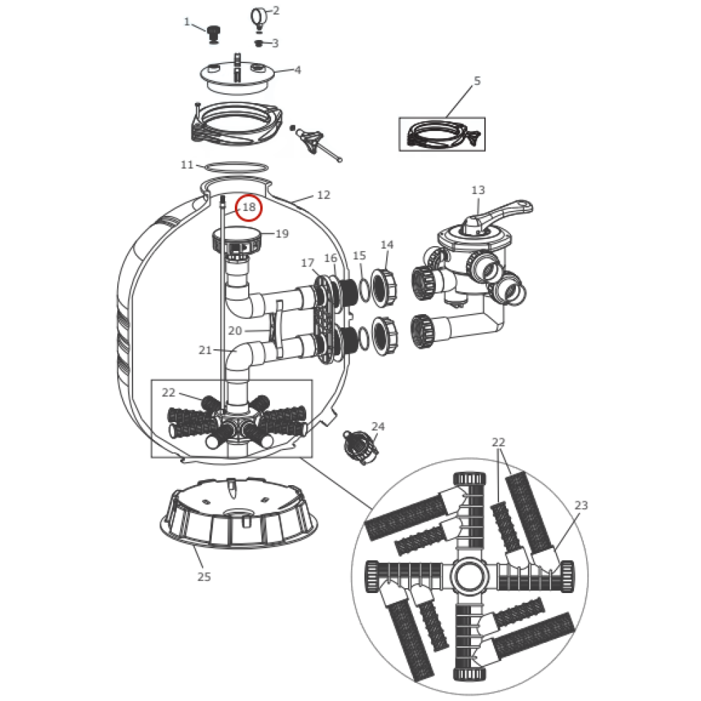 Вентиляционная трубка Emaux для фильтров MFV27/31/35 (89012616)