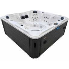 Гидромассажный СПА-бассейн Aquajoy Maldives (230х230х95 см), серебристо-белый мрамор, с динамиками и LED-подсветкой