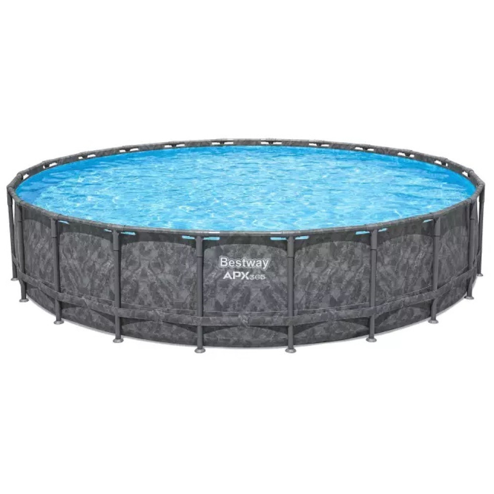 Каркасный бассейн Bestway Grey 561JZ (671х132 см) с песочным фильтром, тентом и лестницей.