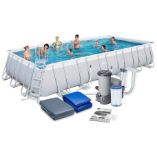 Каркасный бассейн Bestway 56474 (732х366х132 см) с картриджным фильтром, лестницей и тентом.