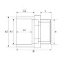 Двойной адаптер ПВХ Hidroten 1002728, муфта/втулка, НР, d25-32 мм, 1/2"