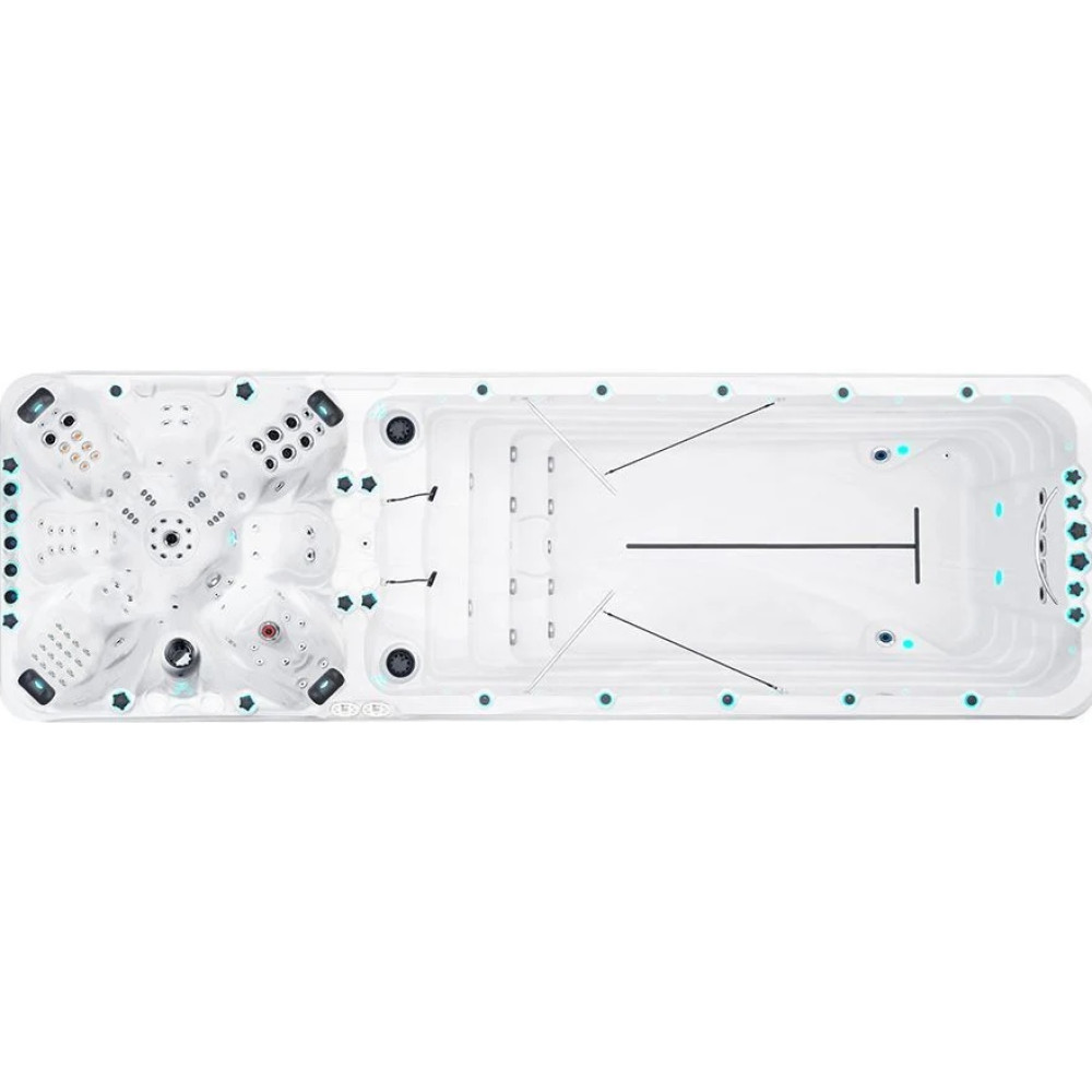 Плавательный SPA бассейн Passion Spas Vitality (708x225x126 см), серебристо-белый.