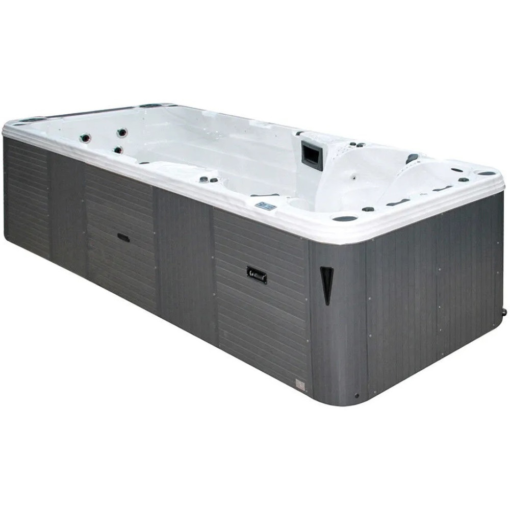 Плавательный SPA бассейн Passion Spas Aquatic 5 (580x228x155 см), серебристо-белый.