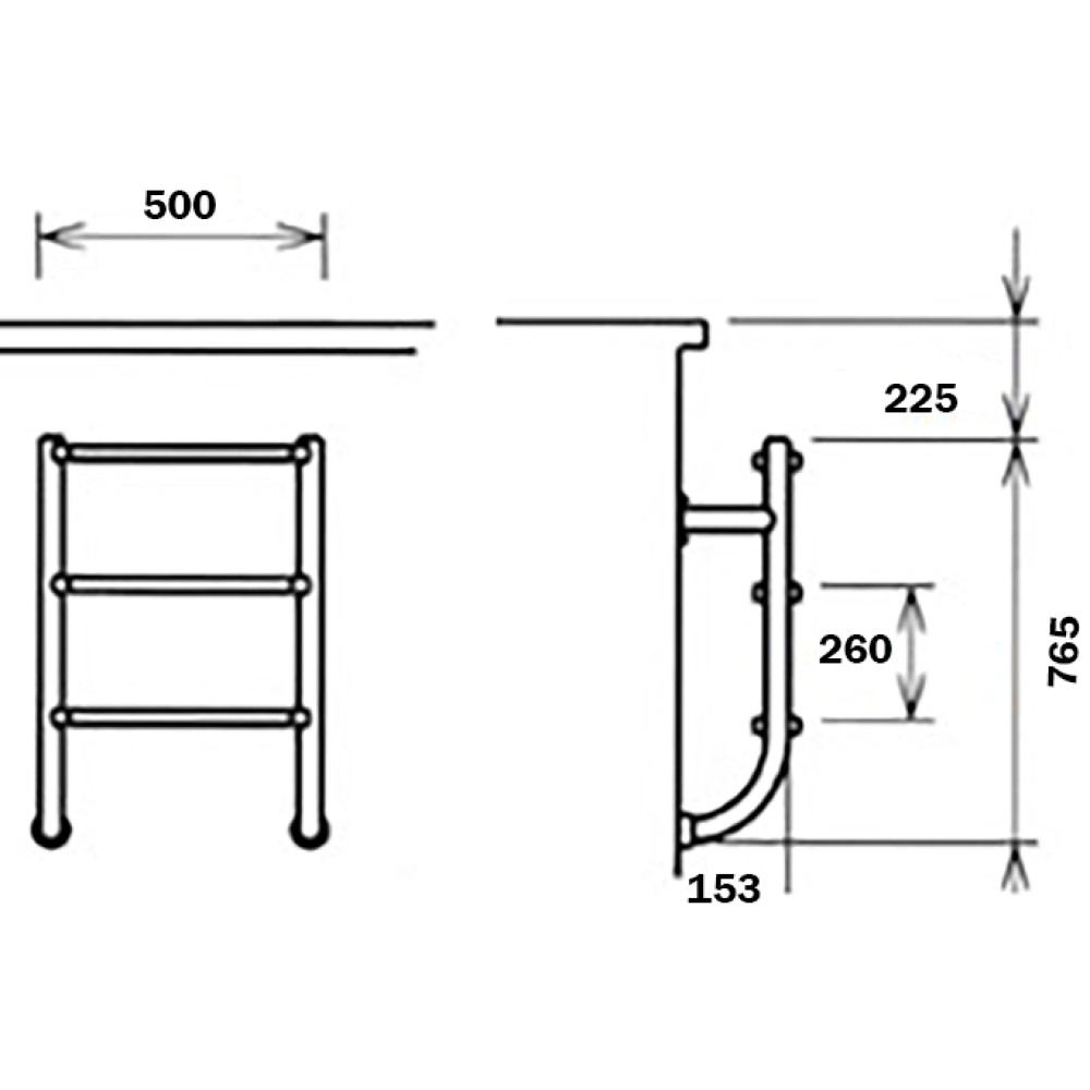Лестница для бассейна Flexinox ESC-PT Two-Pieces Electropolished (3 ступени), AISI-316L (нижняя часть)