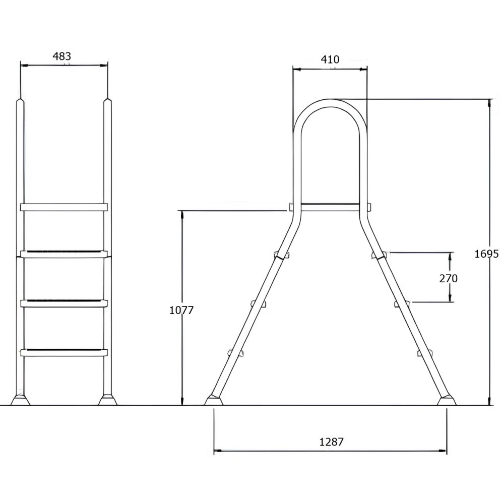 Лестница для наземных бассейнов Flexinox 87140034N (3 ступени), AISI-304