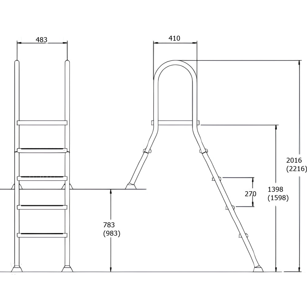 Лестница для наземных бассейнов Flexinox 87143418N (4 ступени), AISI-304