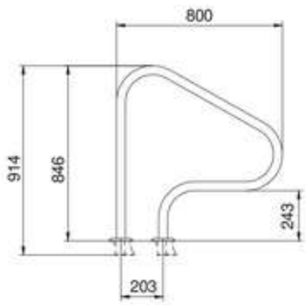 Поручень Flexinox 87164018 для римской лестницы FX-04 (800 мм, анкер, AISI-316L)