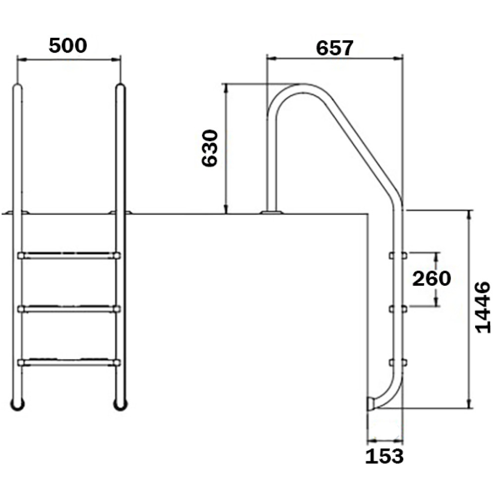 Лестница для бассейна Flexinox Standard Electropolished (5 ступеней), AISI-316L