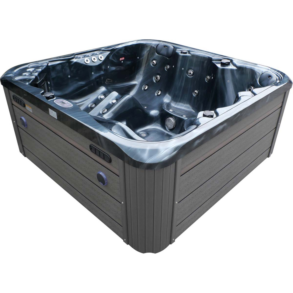 Гидромассажный СПА-бассейн Aquajoy Riviera (200х200х90 см), темный опал, с динамиками и LED-подсветкой