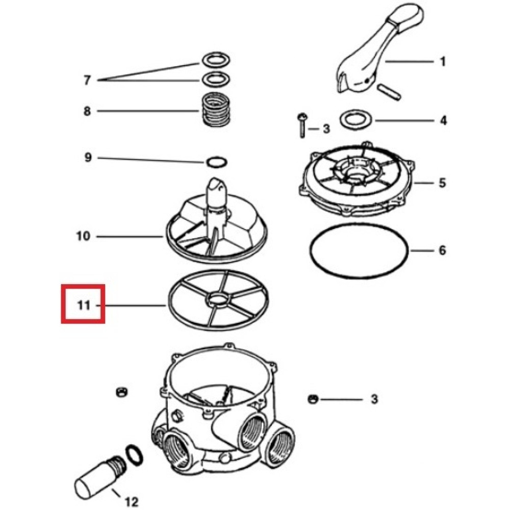 Уплотнительное кольцо клапана 6-позиционного вентиля 2" Hayward (SPX0715D)