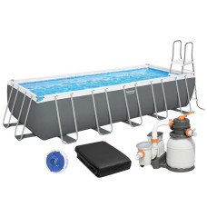 Каркасный бассейн Bestway 5612B (640х274х132 см) с песочным фильтром, лестницей и тентом.