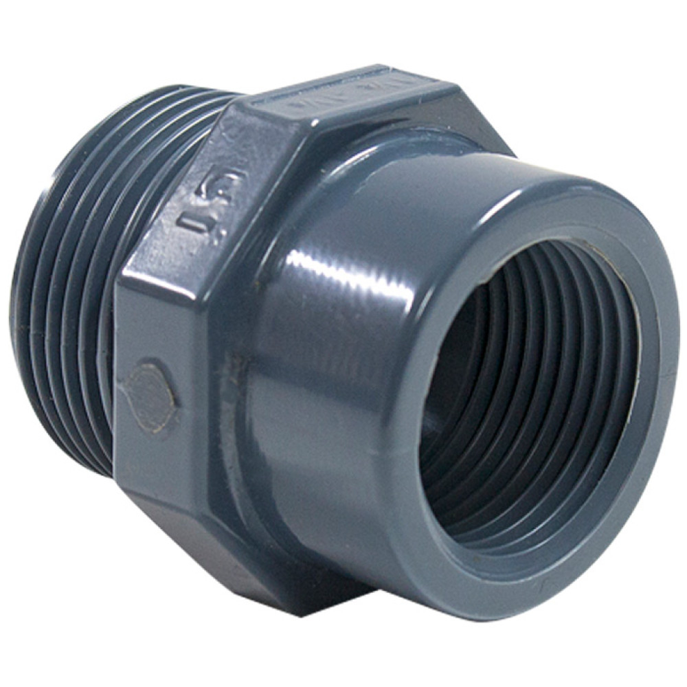 Переходник ПВХ Hidroten 1002484, резьбовое соединение НР-ВР, 1 1/4"-3/4"