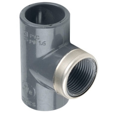 Тройник ПВХ Hidroten 1002184 90° c металл. кольцом, ВР, d50-1 мм, 1/2"