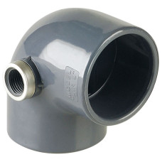 Колено ПВХ Hidroten "AIR L" 1001616, 90°, металл. кольцом, d63-1/2"