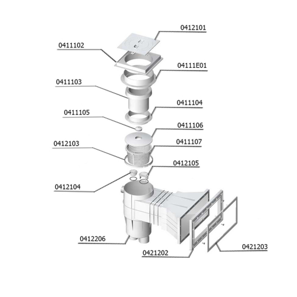 Квадратная крышка скиммера LUX с защитным замком PG-0412101