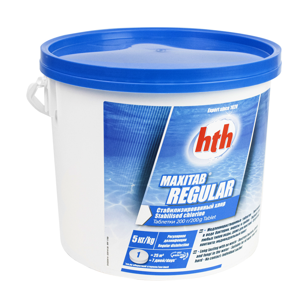 Таблетки длительного действия hth 5 кг 200г, медленно растворимые хлорные таблетки, Maxitab, Франция C800503H8