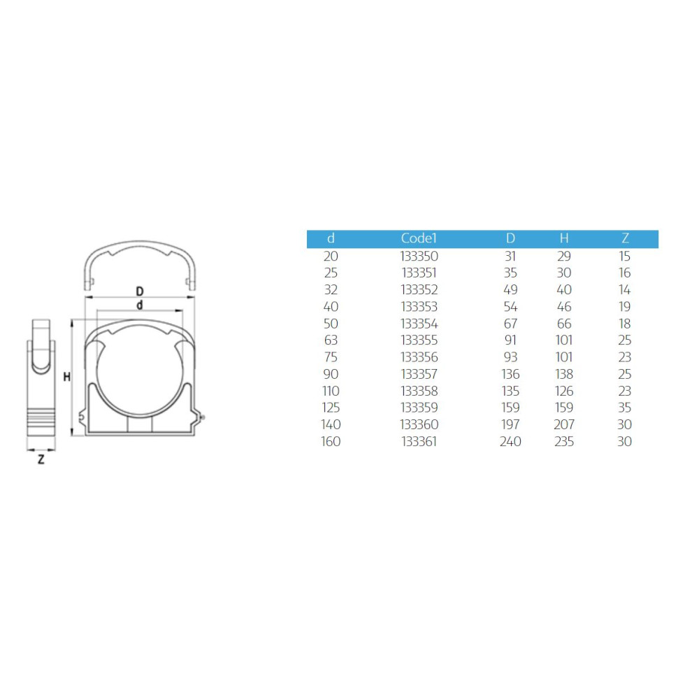 Крепление для трубы 50мм ПВХ, Fitvalf 133354