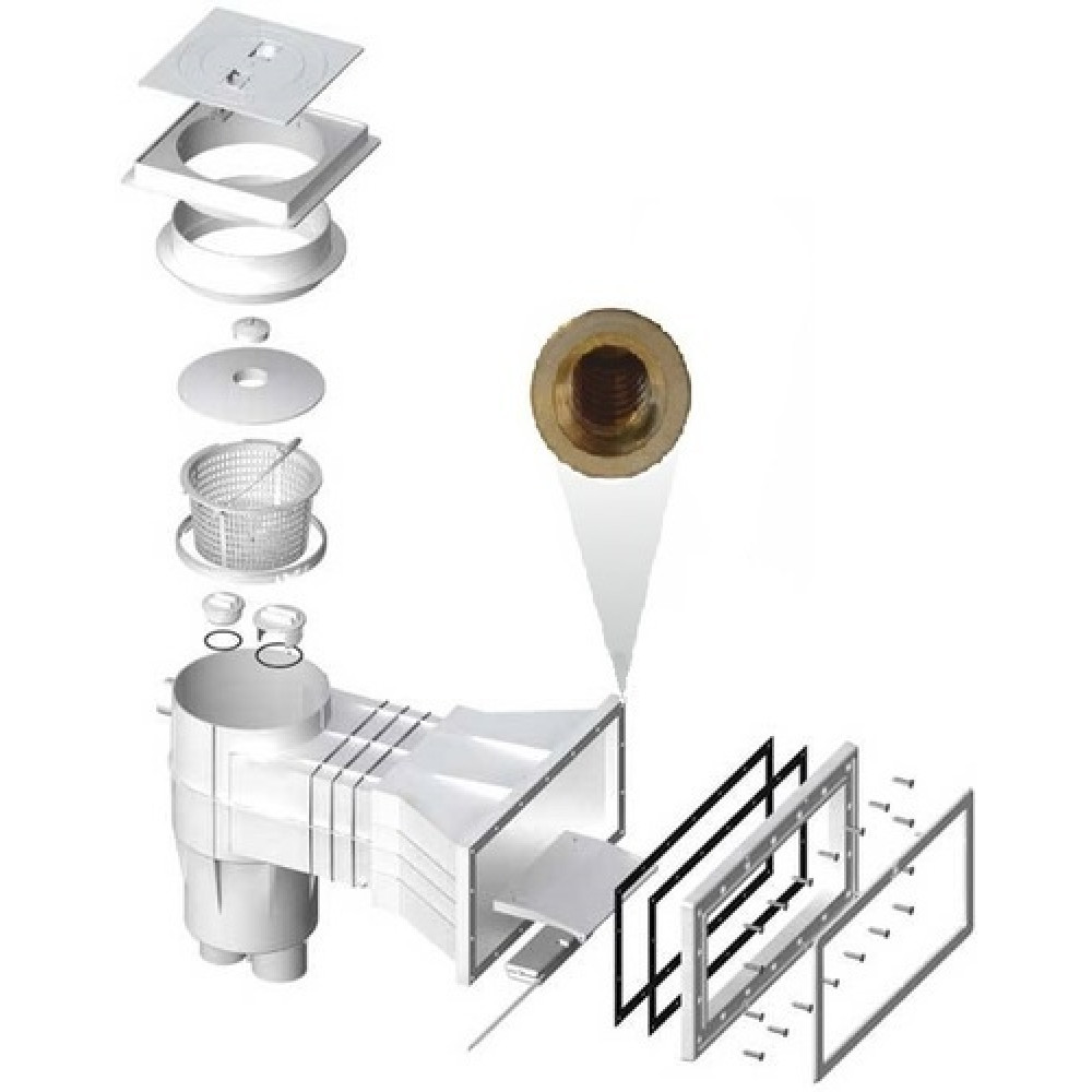 Скиммер LUX широк для композитных бассейнов, с латунными вставками PG-04222BFWINC