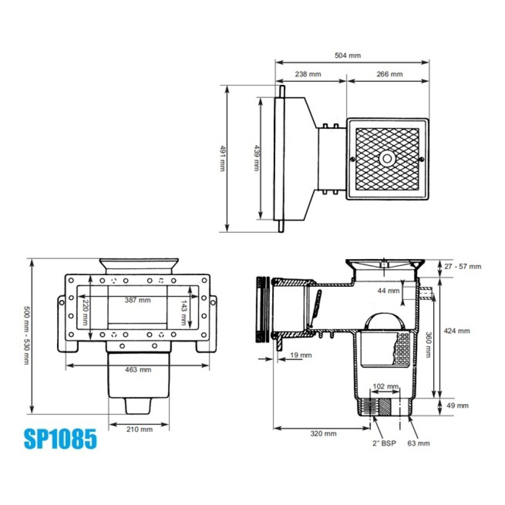Скиммер AUTO-SKIM широк, под бетон SP1085C