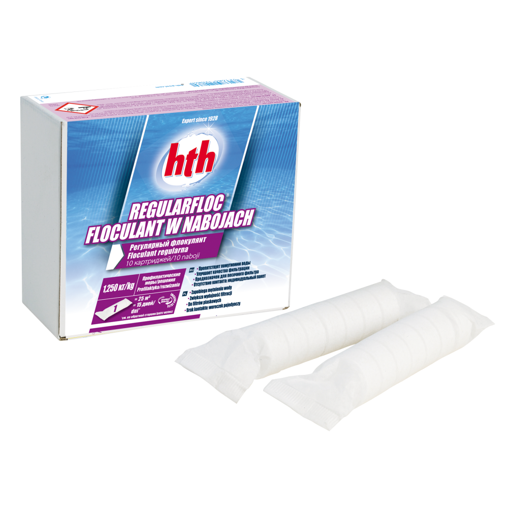 Флокулянт hth в картриджах 1.25кг (Франция), REGULARFLOC (10 мешочков для песчаных фильтров) S800800H9