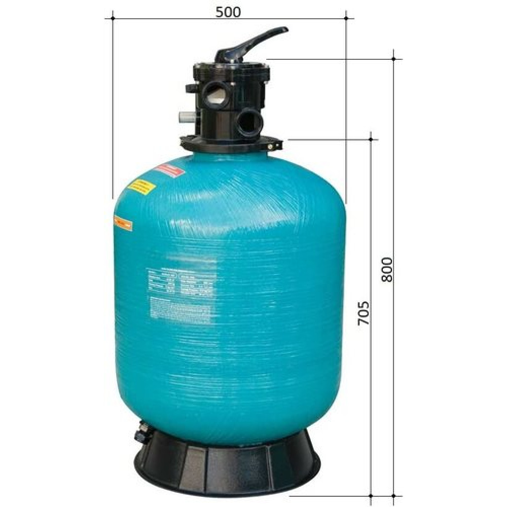 Фильтр 500мм с верхним клапаном 02404T для 100кг песка, 10м3/час, PG "TURBIDRON" 500-CL PG-021322B