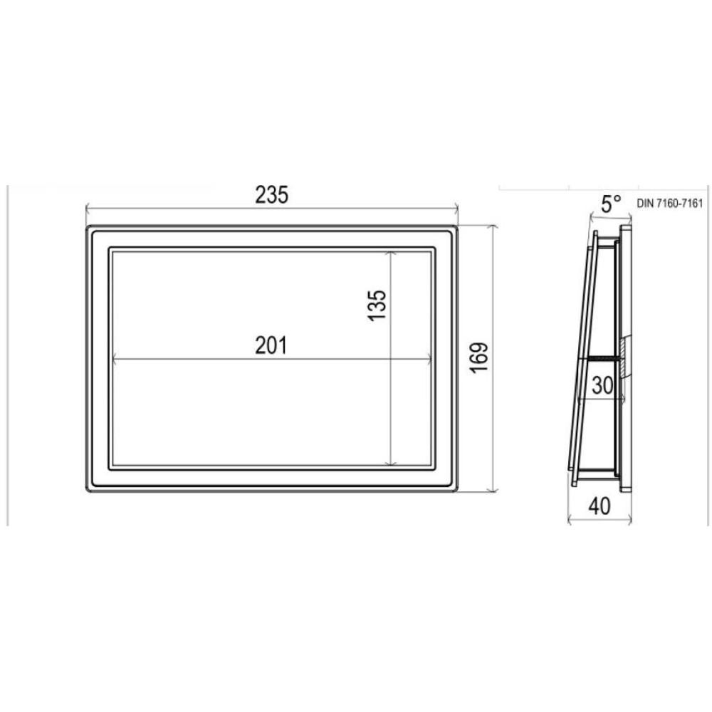 Скиммер LUX узкий для композитных бассейнов, с латунными вставками PG-04211BFWINC