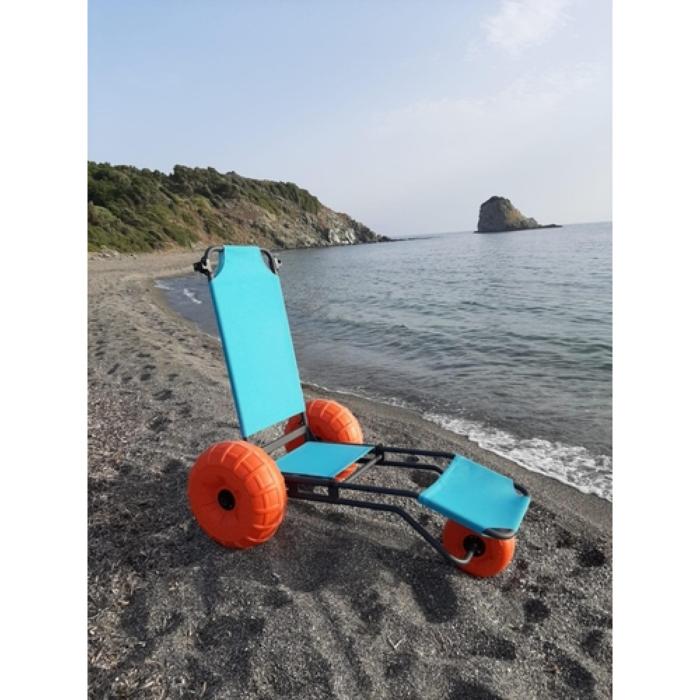 Пляжное кресло-шезлонг на 3 колеса + подлокотники и ремень безопасности Beachstar 1514.3