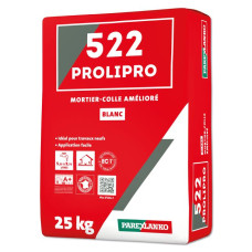 Клей для камня 522 PROLIPRO 25кг, 1 мешок 5-7кв. м при двойном нанесении, белый L522BL25