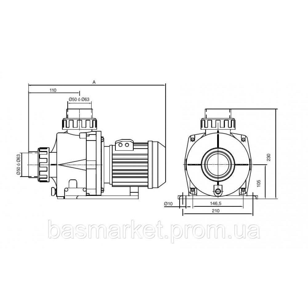 Насос для бассейна KNG 075 12 м3/ч, 50/, 0,75кВт, 220В, без префильтра KNG075M