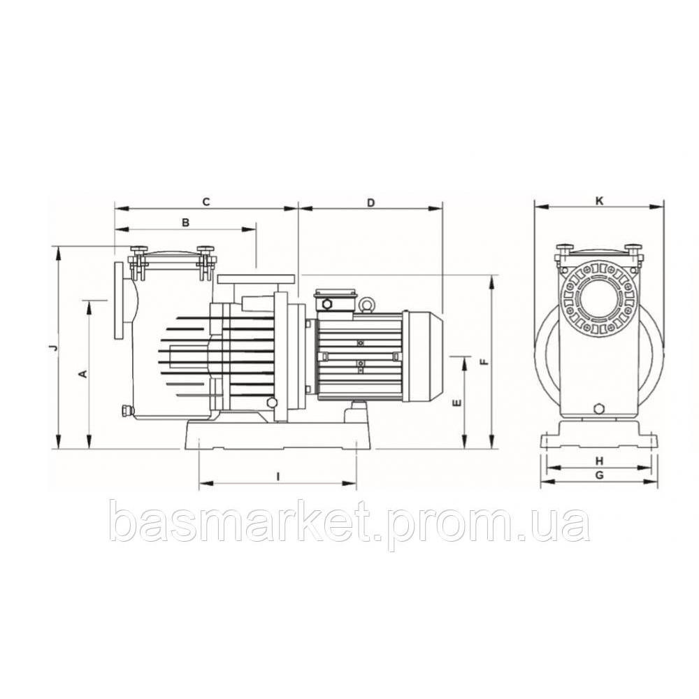 Насос для бассейна Magnus 4- 1000 , IE3, 1450 rpm  400B, 126 м3/ч, 7,5 кВт. фланцевое  110 мм, бронзовая