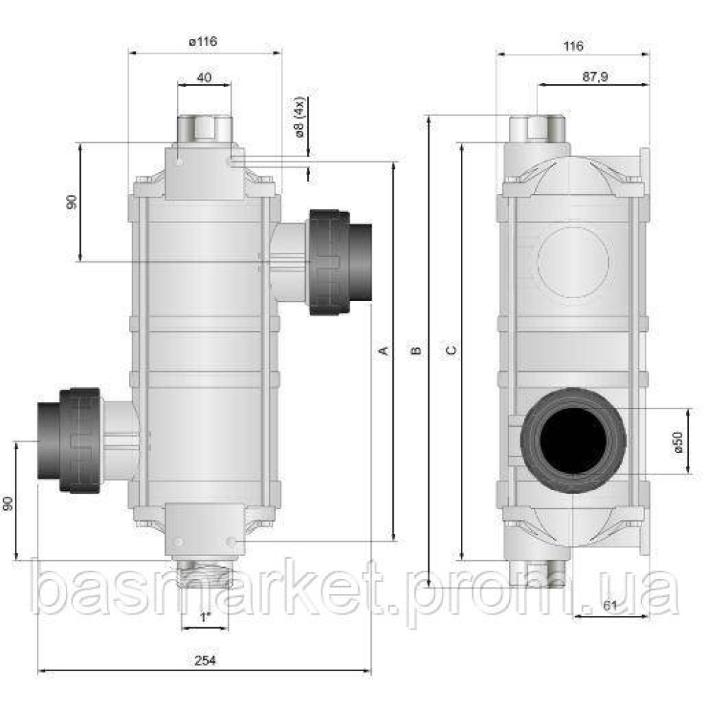 Теплообменник для бассейна B1000.FF 293кВт трубчатый B1000