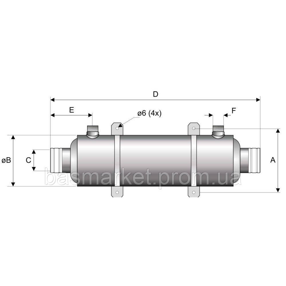 Теплообменник для бассейна B250.FF 73кВт трубчатый B250