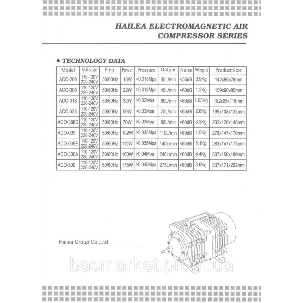 Компрессор для пруда ACO-300A 240 л/хв HACO300A