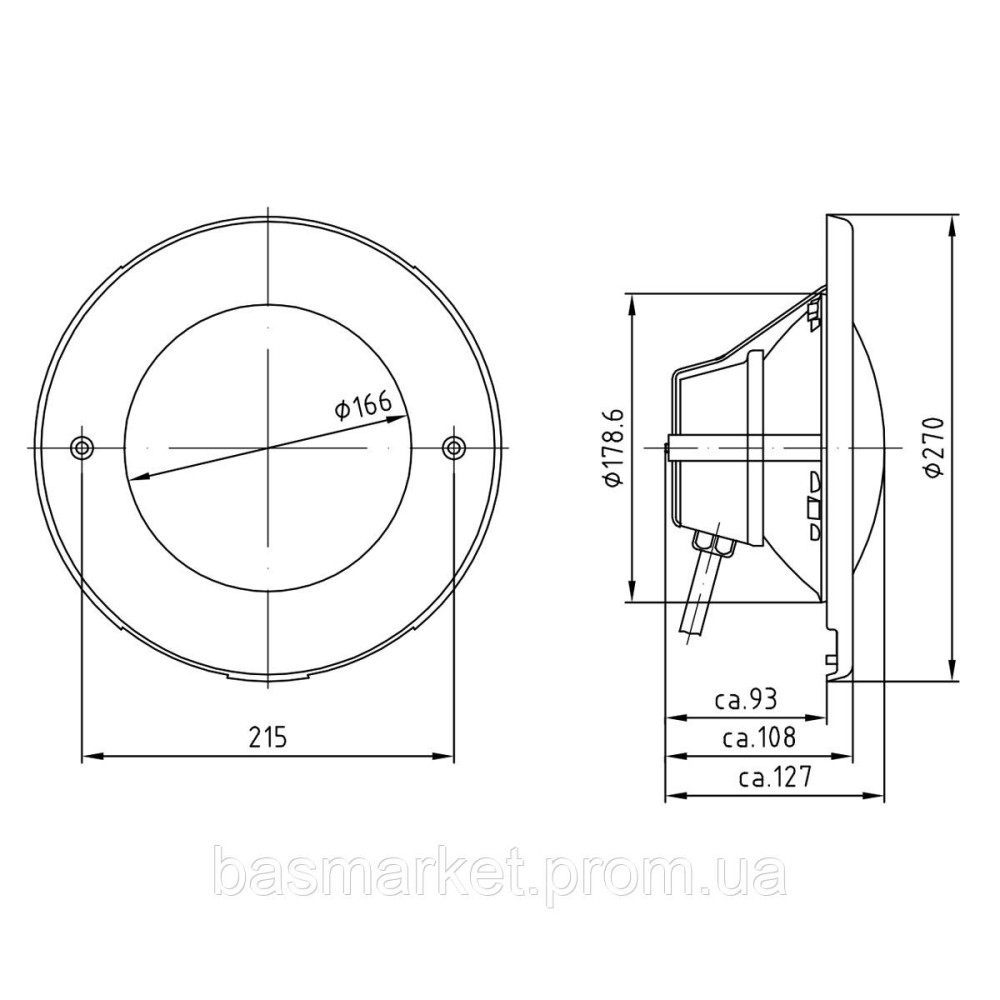 ЛИЦЕВАЯ ПАНЕЛЬ ПРОЖЕКТОРА 300 ВТ/12 В (PAR 56), 2.5М КАБЕЛЯ 2Х6ММ2., НЕРЖ.СТАЛЬ