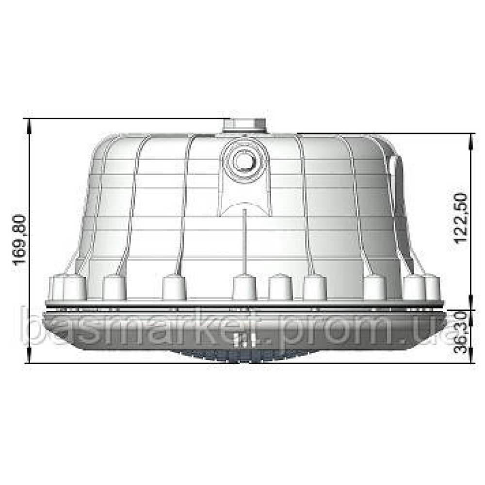 СВЕТИЛЬНИК STANDART 300 ВТ ПЛАСТИК + НЕРЖ.ОБОД, ПОД БЕТОН, С КАБЕЛЕМ 2,5М