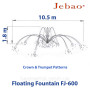 Плавающий фонтан для пруда Jebao FJ-600-6 с подсветкой, насосом, фонтанными насадками и пультом управления